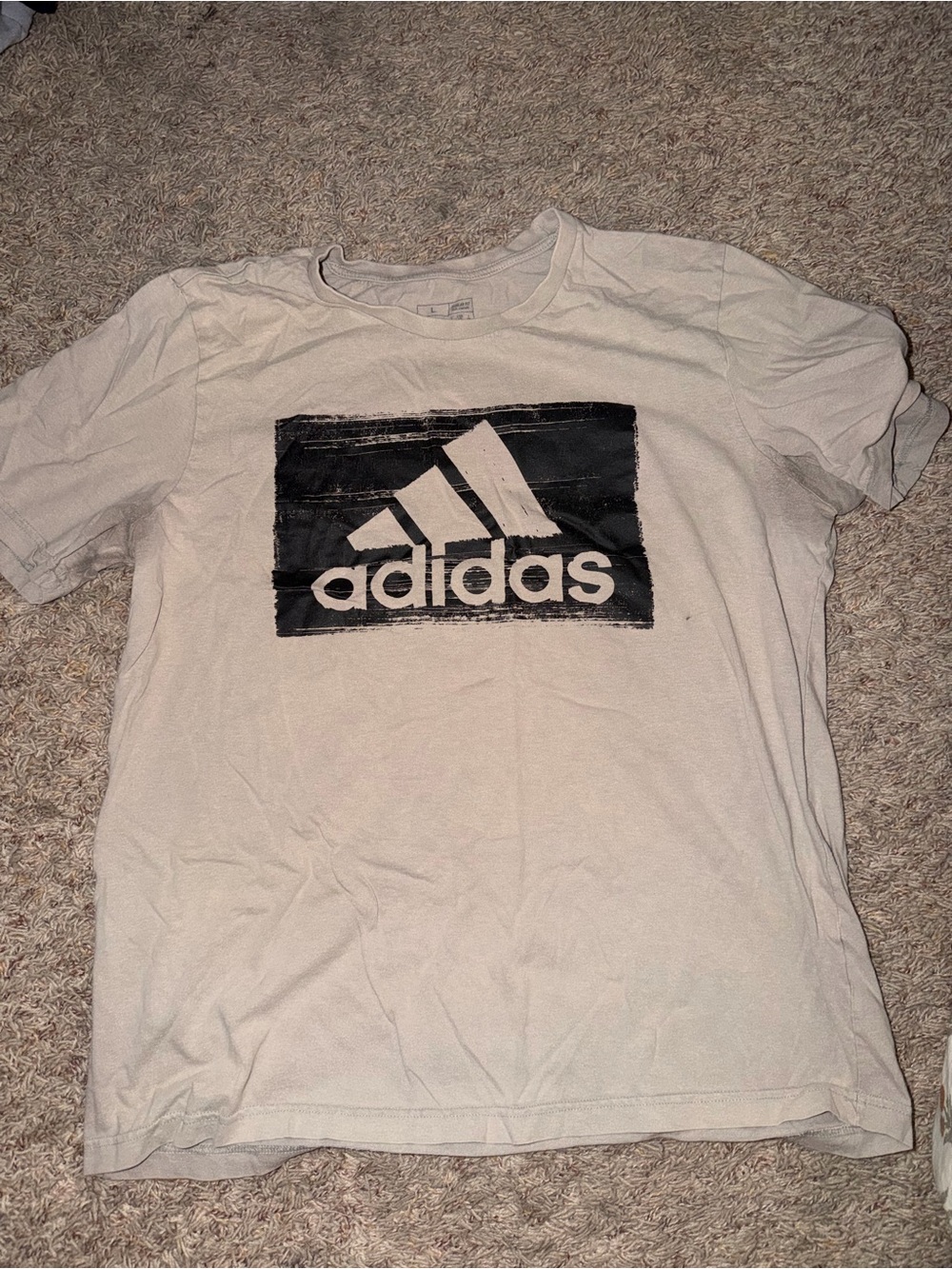 adidas White Tee with Black Logo Graphic